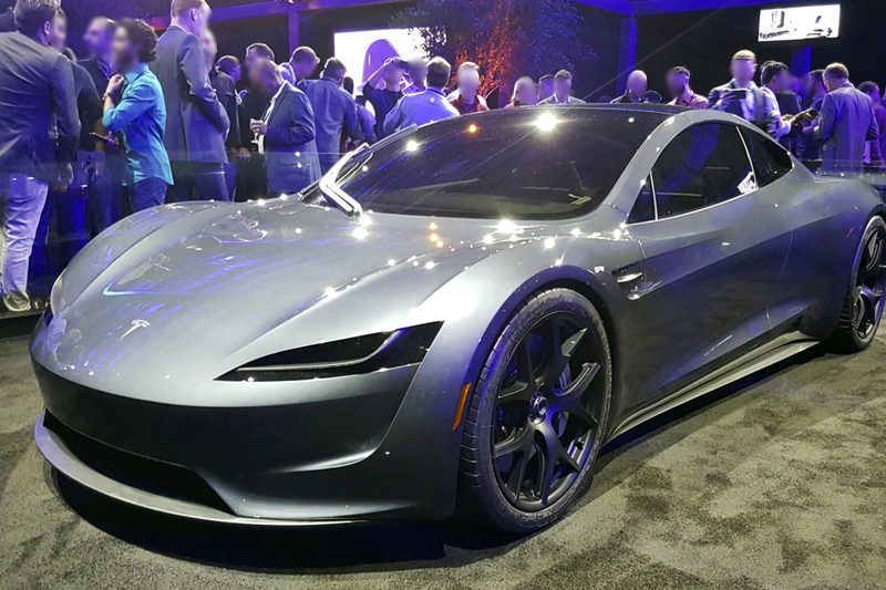 The 2017 Tesla Roadster prototype on display at its unveiling